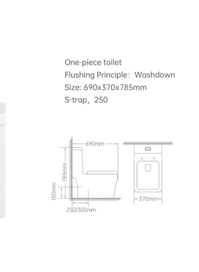 DANUBE HOME Danube Home Milano Wc | Floor Mounted |Hydraulic Seat Cover | Wc Toilet Model No.188 S-Trap 250Mm White With Pp Seat Cover  - Image 2
