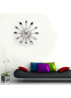 NIBEMINENT Cutlery Pattern Analog Wall Clock Silver 32 x 32cm  - Image 3