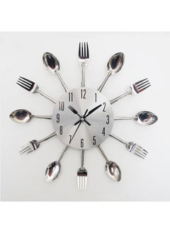 NIBEMINENT Cutlery Pattern Analog Wall Clock Silver 32 x 32cm  - Image 1