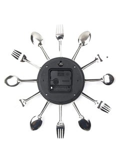 NIBEMINENT Cutlery Pattern Analog Wall Clock Silver 32 x 32cm  - Image 2