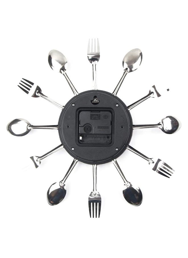 NIBEMINENT - Cutlery Pattern Analog Wall Clock Silver 32 x 32cm - Image 1