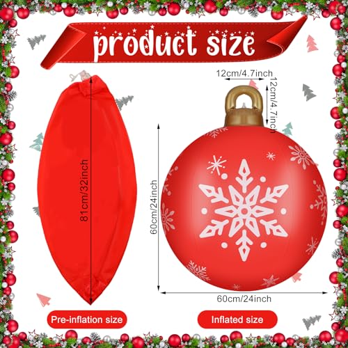 Jetec 2 Pieces 32 Inch Giant PVC Inflatable Christmas Decorated Ball Ornaments Outdoor Large Xmas Blow Ball Decorations for Christmas Themed Party OrnamentsElk Xmas Tree StyleRed - Image 3