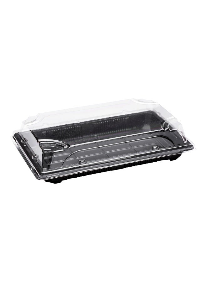 Restaurantware Roku 8.75 x 5.5 Inch Sushi Trays, 100 Disposable Sushi Containers With Lids - Large, Rectangle, Black Plastic To Go Containers, For Appetizers, Entrees, or Desserts, - Image 1