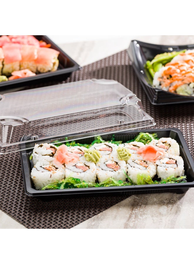 Restaurantware Roku 8.75 x 5.5 Inch Sushi Trays, 100 Disposable Sushi Containers With Lids - Large, Rectangle, Black Plastic To Go Containers, For Appetizers, Entrees, or Desserts, - Image 3