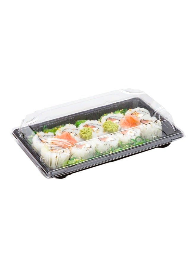 Restaurantware Roku 8.75 x 5.5 Inch Sushi Trays, 100 Disposable Sushi Containers With Lids - Large, Rectangle, Black Plastic To Go Containers, For Appetizers, Entrees, or Desserts, - Image 2