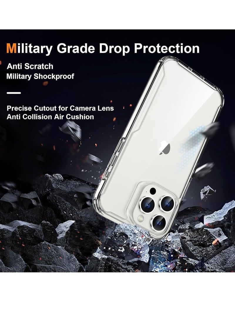 Raxoom iPhone 15 Pro Case with [2 Screen Protector + 1 Camera Lens Protector] [Military Grade Protection] Shockproof Hard PC Back Flexible TPU Sides Phone Case for iPhone 15 Pro Case Clear - Image 4