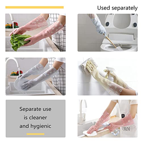KAQ Dishwashing Cleaning Gloves 3 Pairs - Reusable Rubber Gloves Non-Slip Laundry Kitchen Gardening Waterproof Household Gloves(Medium) - Image 3