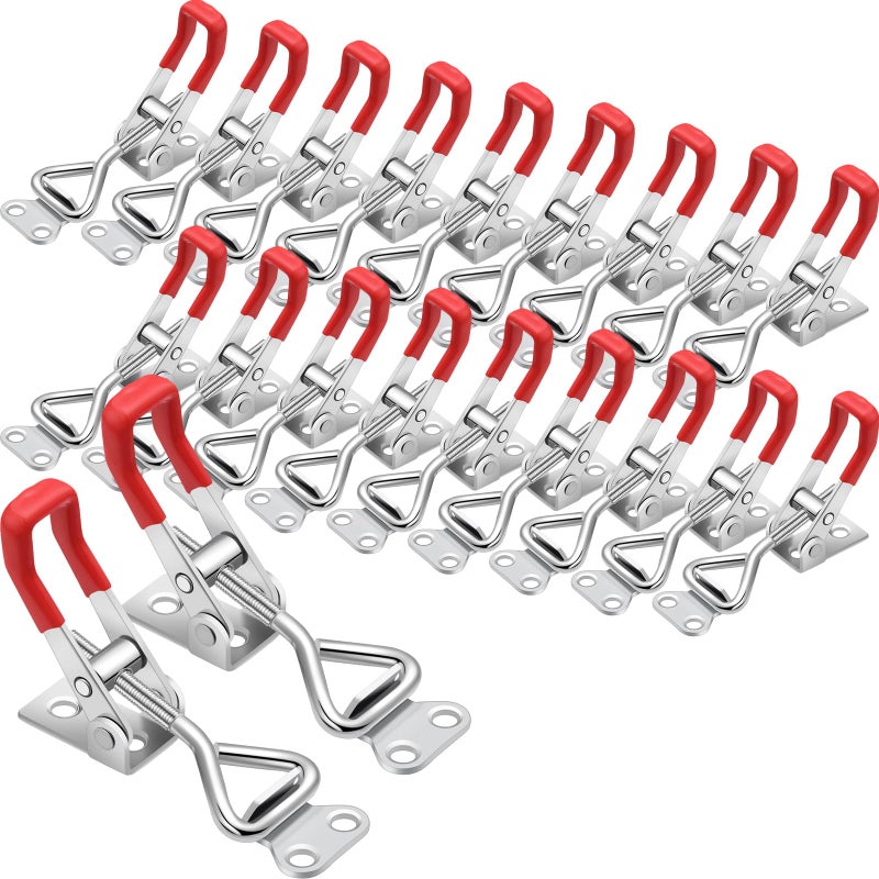 Hicarer 36 Pcs Toggle Latch Clamp Adjustable 330 Lbs Holding Capacity Pull Latch 4001 Heavy Duty Latch Lock Metal Door Latches Sturdy Latches Hardware for Smoker Lid Tool BoxRed No Lock Hole - Image 2