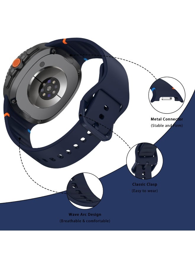 Silicone Bands For Samsung Galaxy Watch 8 Band 40mm 44mm/Galaxy Watch 8 Classic Band 46mm No Gap Soft Silicone Replacement Strap for Men Women (Midnight Blue) - Image 3