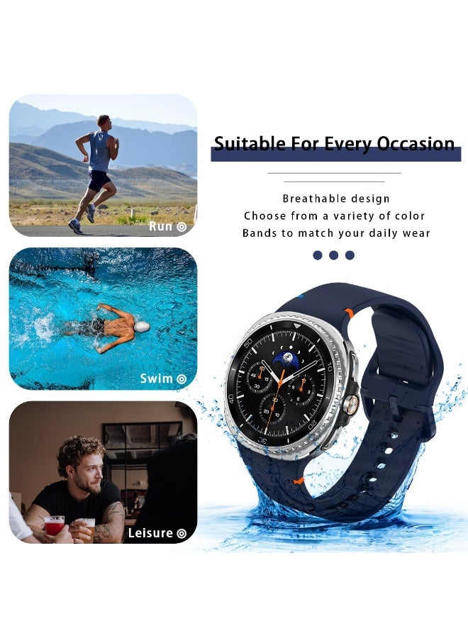 Silicone Bands For Samsung Galaxy Watch 8 Band 40mm 44mm/Galaxy Watch 8 Classic Band 46mm No Gap Soft Silicone Replacement Strap for Men Women (Midnight Blue) - Image 5