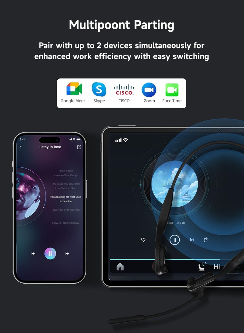 SYOSI Wireless Open Ear Headphones with Mic, Bluetooth Headset with Noise-Canceling Microphones, Dual Stereo Speaker, 10 Hours Playtime, Ideal for Calls Work Driving and Online Meetings - Image 4