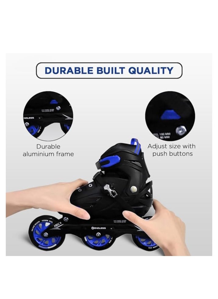 EL1033 Inline Adjustable Skates Medium Size 34 EUR (UK 1.5) - 38 EUR (UK 5) for 6 to 12 Years | Aluminium Chassis and 100 mm PU Three Wheels | With ABEC 9 Bearings | Indoor and Outdoor - pzsku/Z4F3EA3A1ABCAD20717FDZ/45/_/1709618045/23e53860-df43-4a87-84ba-d8d2fbc33448