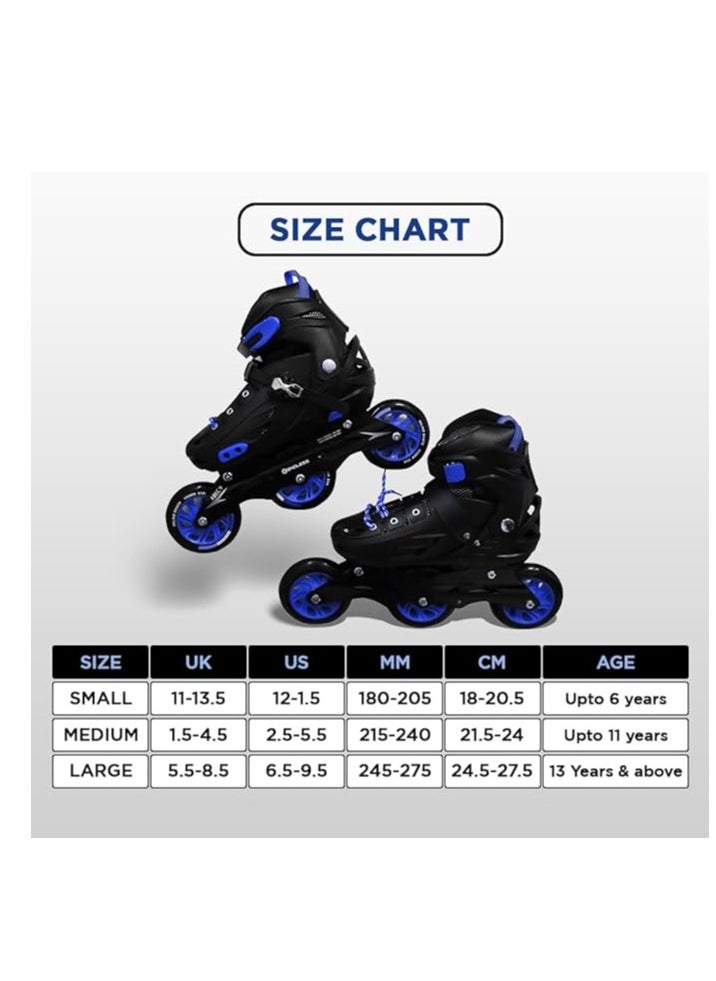 EL1033 Inline Adjustable Skates Medium Size 34 EUR (UK 1.5) - 38 EUR (UK 5) for 6 to 12 Years | Aluminium Chassis and 100 mm PU Three Wheels | With ABEC 9 Bearings | Indoor and Outdoor - pzsku/Z4F3EA3A1ABCAD20717FDZ/45/_/1709618056/01773937-91a5-412b-9f29-9c4734531ddc