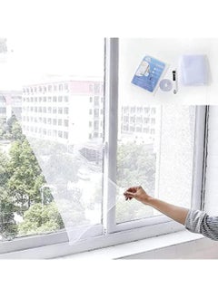 Generic DIY Self-adhesive Window Screen, Netting with Hook Sticky Tape and Cleaning Brush, Upgrade Encryption Removable Bug and Mosquito Mosquito Net for Windows, Adjustable Fits Any Size (1.5M x 2M, White)  - Image 1
