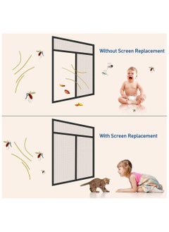 Generic DIY Self-adhesive Window Screen, Netting with Hook Sticky Tape and Cleaning Brush, Upgrade Encryption Removable Bug and Mosquito Mosquito Net for Windows, Adjustable Fits Any Size (1.5M x 2M, White)  - Image 2