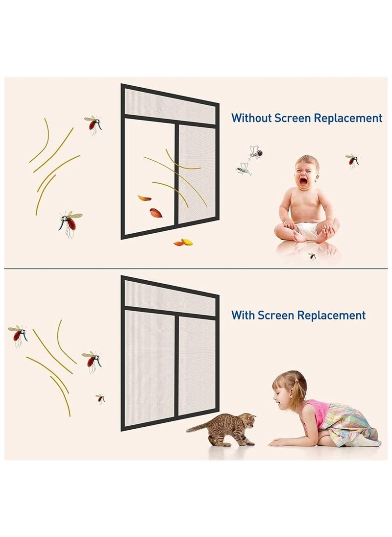Generic - DIY Self-adhesive Window Screen, Netting with Hook Sticky Tape and Cleaning Brush, Upgrade Encryption Removable Bug and Mosquito Mosquito Net for Windows, Adjustable Fits Any Size (1.5M x 2M, White) - Image 1