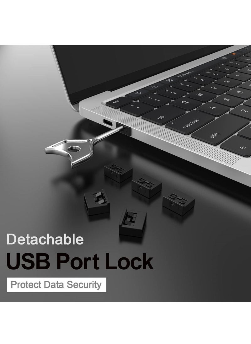 Y&D - USB Port Blocker Set with Key, A Dust Cap Female Protector, Locking and for Computers, TVs, Routers, Black,10Pcs - Image 1