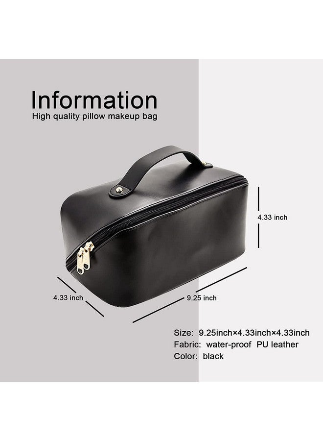 Skytone Large Capacity Cosmetic Travel Bag, Women'S Makeup Travel Bag Portable Leather Cosmetics Bag, Wide Opening Cosmetic/Makeup Organizer (Black, 12 Cm, Cosmetic Bag) - Image 5