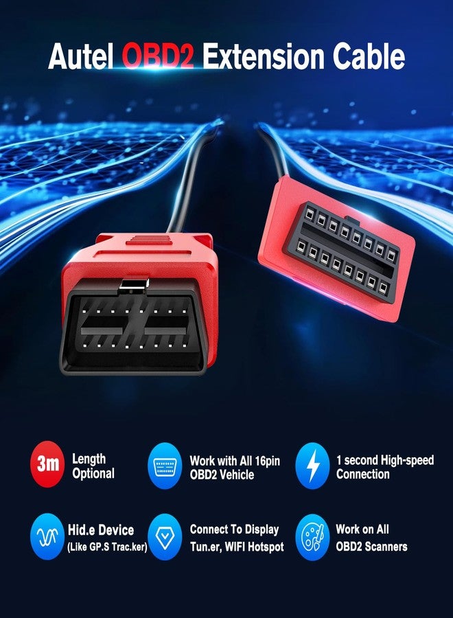 Autel OBD2 Extension Cable, 16 Pin OBDII Male to Female Diagnostic Extension Cable, OBD2 Cord Adapter for OBD2 Scan Tool Compatible for All OBD2 Vehicles - Image 2