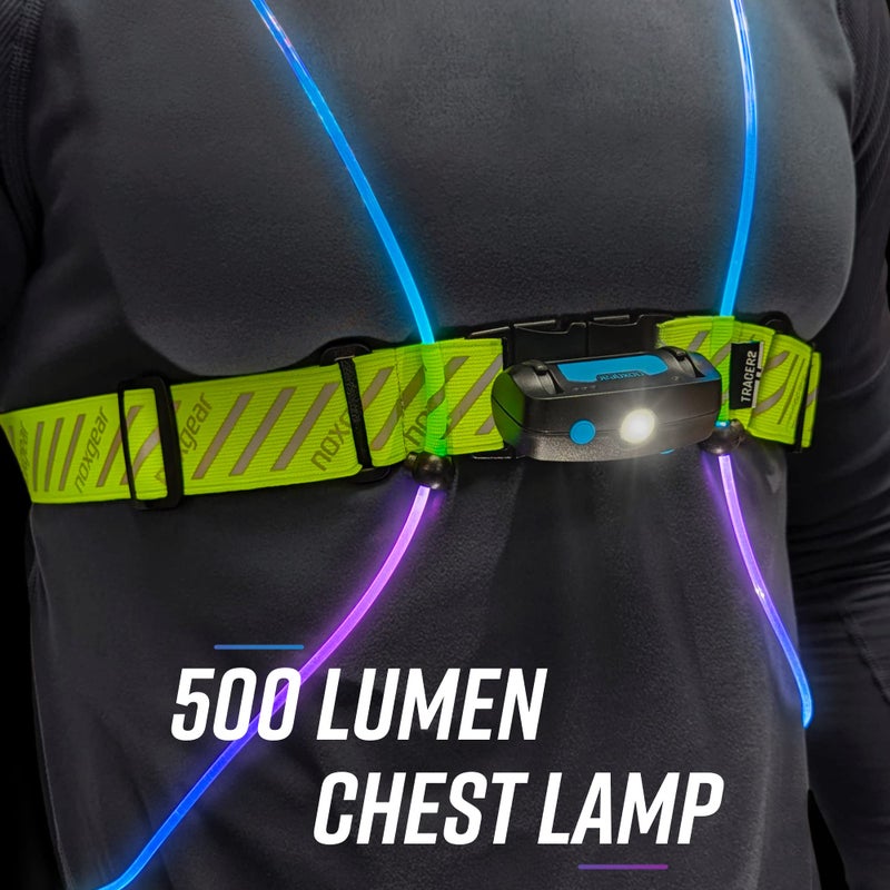 noxgear Tracer Add-On Chest Light - 500 Lumens, Rechargeable (USB-C), Weatherproof LED Running Light, Walking and Hiking - Bright Flood Beam - Comfortable - Dual-Modes - Image 2