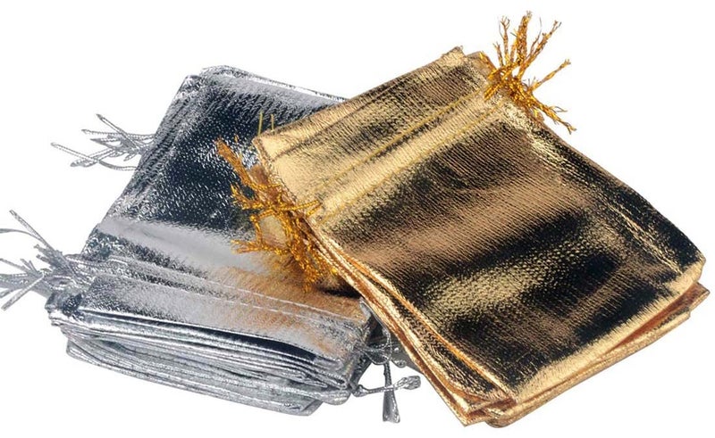 DIY Crafts Size: 9x12cm, Color: Silver, 24 Pcs 7x9cm 9x12cm 10x15cm Adjustable Jewelry Packing Silver/Gold Colors Drawstring Velvet Ba(Size: 9x12cm, Color: Silver) - Image 2