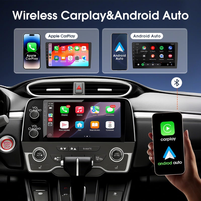 Haudio 10.1" Wireless Double Din Car Stereo with Bluetooth, Wireless CarPlay and Android Auto, Backup Camera, GPS Navigation, Free APK Download and Deletion, FM, Voice Control, Mirror Link - Image 2