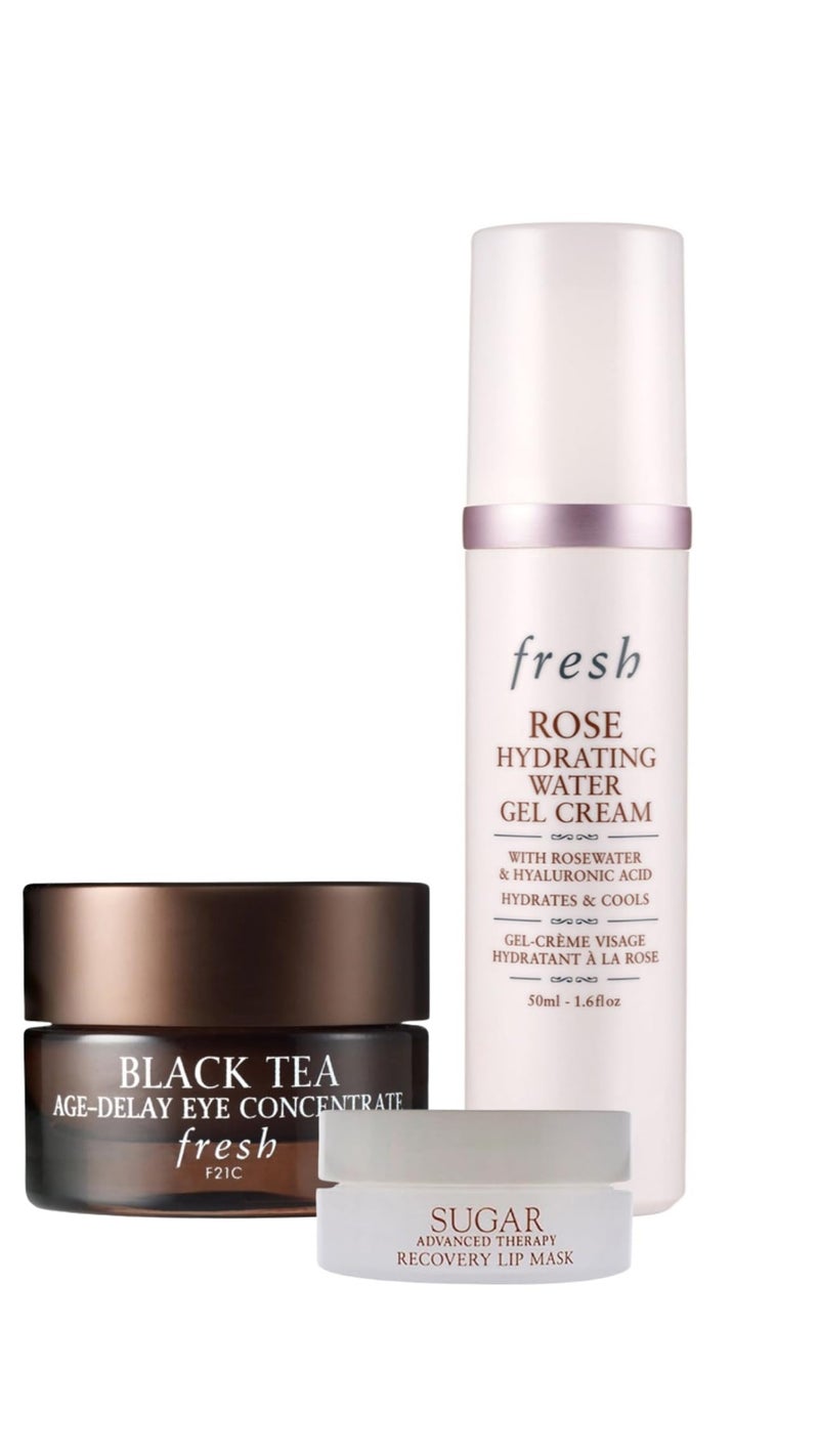 Fresh Black Tea Eye Concentrate Rose Hydrating Gel Cream and Sugar Advanced Lip Mask Gift Set