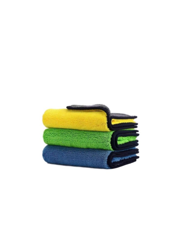 3-Piece Microfiber Car Drying Towel Set Assorted Colors Ultra Absorbent Cleaning Cloths for Car Wash and Detailing - Image 1