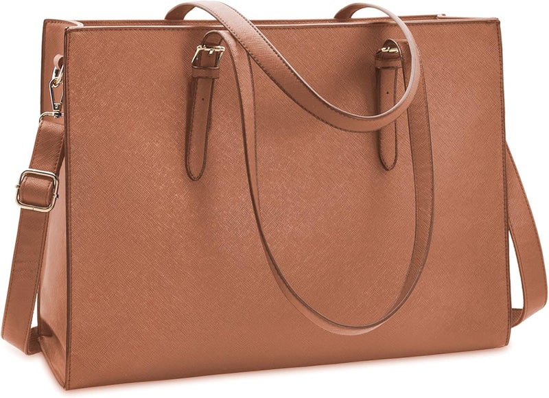 NUBILY Laptop Bag for Women Waterproof Lightweight Leather 15.6 Inch Computer Tote Bag - Image 1