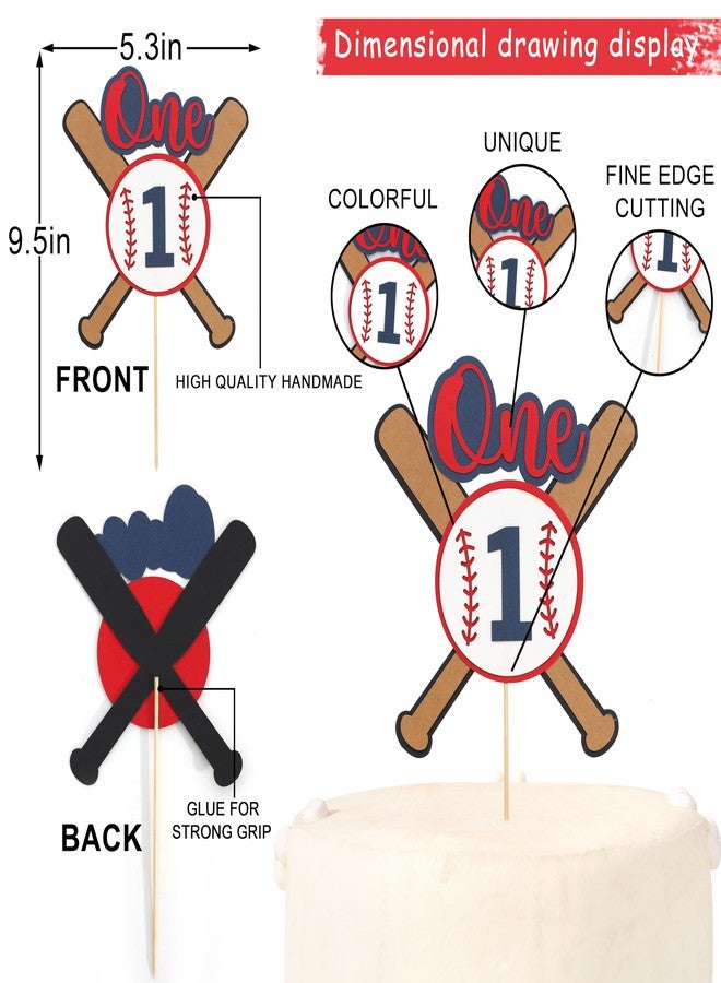 Jissoo Baseball 1st Birthday Cake Topper - Sports One Birthday Party Decorations,Rookie of the First Year Cake Topper,Sports Theme Centerpieces,Baseball Party Photo Props - Image 2