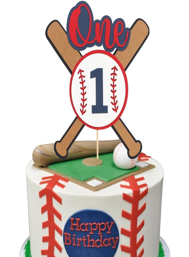 Jissoo Baseball 1st Birthday Cake Topper - Sports One Birthday Party Decorations,Rookie of the First Year Cake Topper,Sports Theme Centerpieces,Baseball Party Photo Props - Image 1