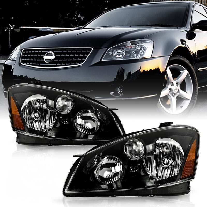 ACANII For Black 20052006 Nissan Altima Factory Halogen Model Headlights Headlamps Driver Passenger Side