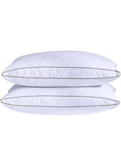puredown Puredown Natural Goose Down Feather Pillows For Sleeping Oval Gusseted Down Pillow 100% Cotton Pillow Cover With Leaf Quilting Standard/Queen Set Of 2  - Image 1