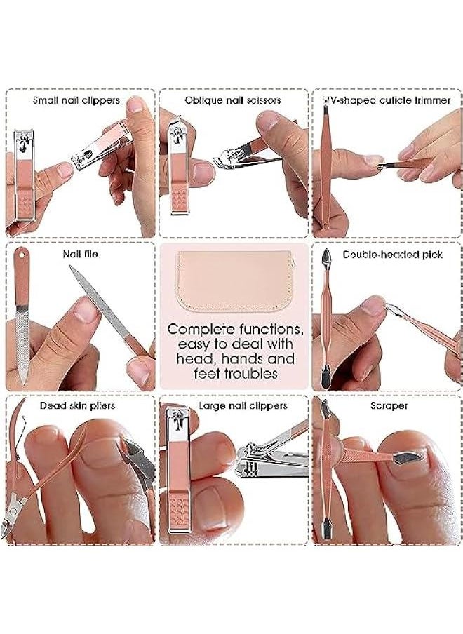 MOXO 12 in 1 Rose Gold Mani SetNail Clippers KitsBeauty Tool Portable SetPink Leather Bag Stainless Steel SetSuitable for Home Workplace Outdoor Travel  Giving Beauty Salon  - Image 4