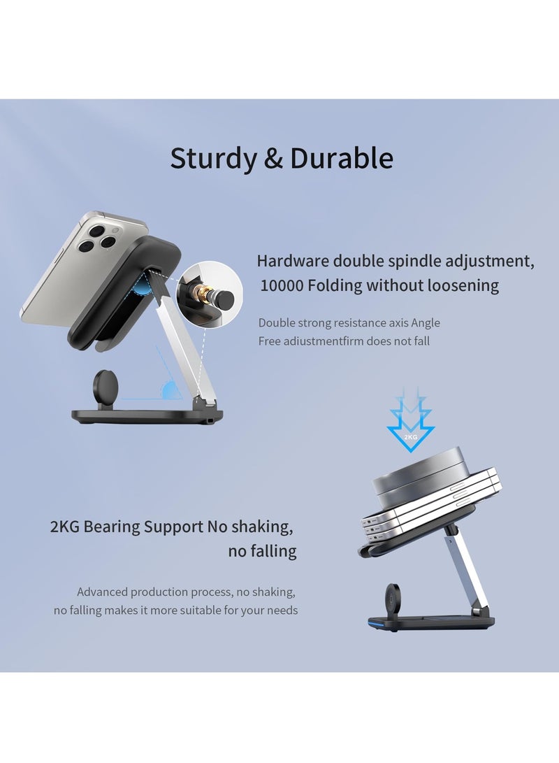 SOLARAE 3 in 1 Foldable Wireless Charging Station, Fast Magsafe Charger Stand for iPhone 15/ 14/ 13/ 12/ 11, Samsung & Pixel, Compatible with Apple Watch & AirPods - Image 5
