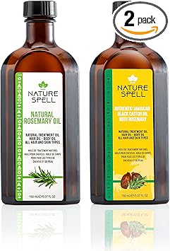 Nature Spell Rosemary Oil For Hair Growth Duo 150ml x 2 Treats Dry Damaged Hair Rosemary Oil Fusion Duo PreDiluted With Almond Castor Oil Made In The UK - Image 1