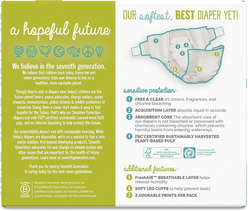 Seventh Generation Baby Diapers, Sensitive Protection, Size 3 - Image 2