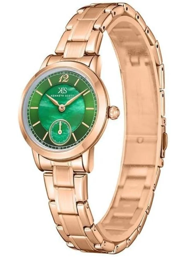 كينيث سكوت Kenneth Scott Women's 6T28 Movement Watch, Analog Display and Stainless Steel Strap - K23538-RBKMG, Rose Gold