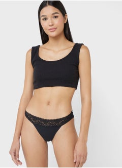 Lace Detail High Leg Thong