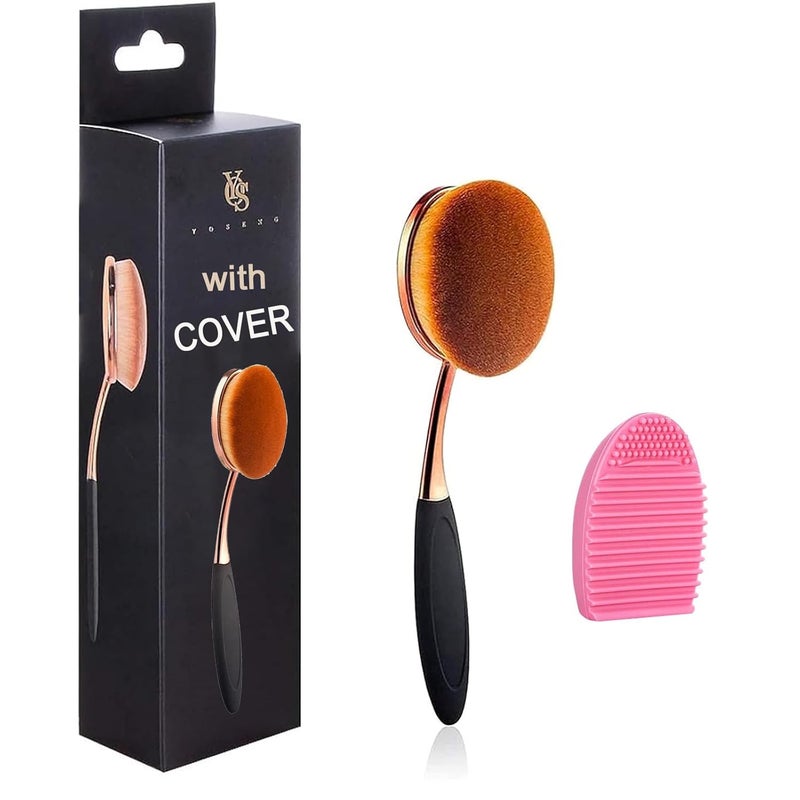 Yoseng Foundation Brush for Liquid Makeup - Rose Gold Oval Face Makeup Brush with Cover and Egg Cleaner| Soft Foundation Brushes for Cream & Liquid Foundation,Dust-Free Bristles Flawless Application