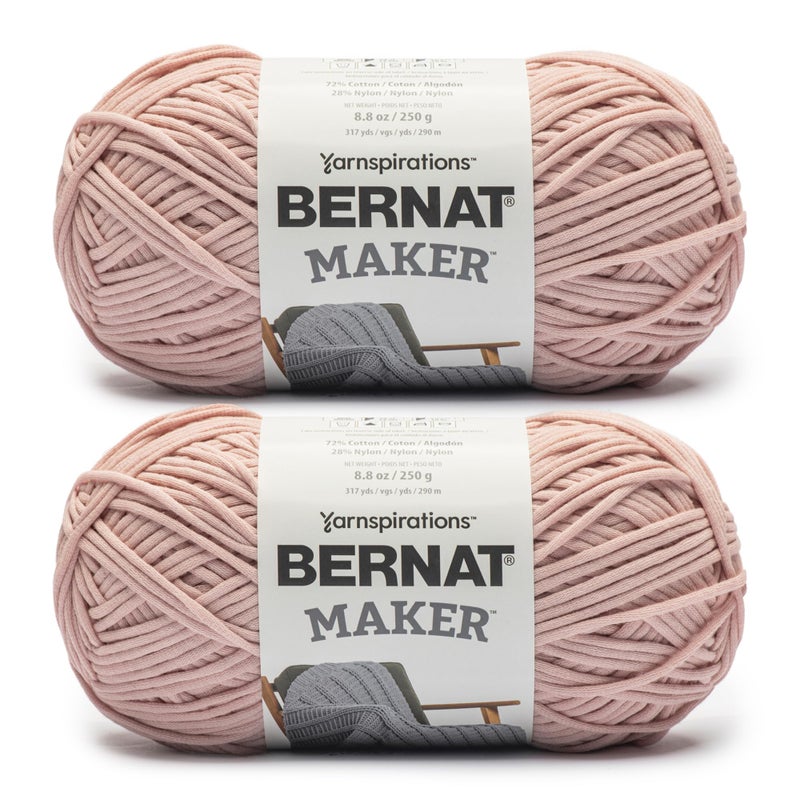 Bernat Maker Soft Peach Yarn - 2 Pack of 250g/8.8oz - 72% Cotton 28% Nylon - #5 Bulky - 290m/317Yards - for Knitting, Crochet and Amigurumi - Image 1
