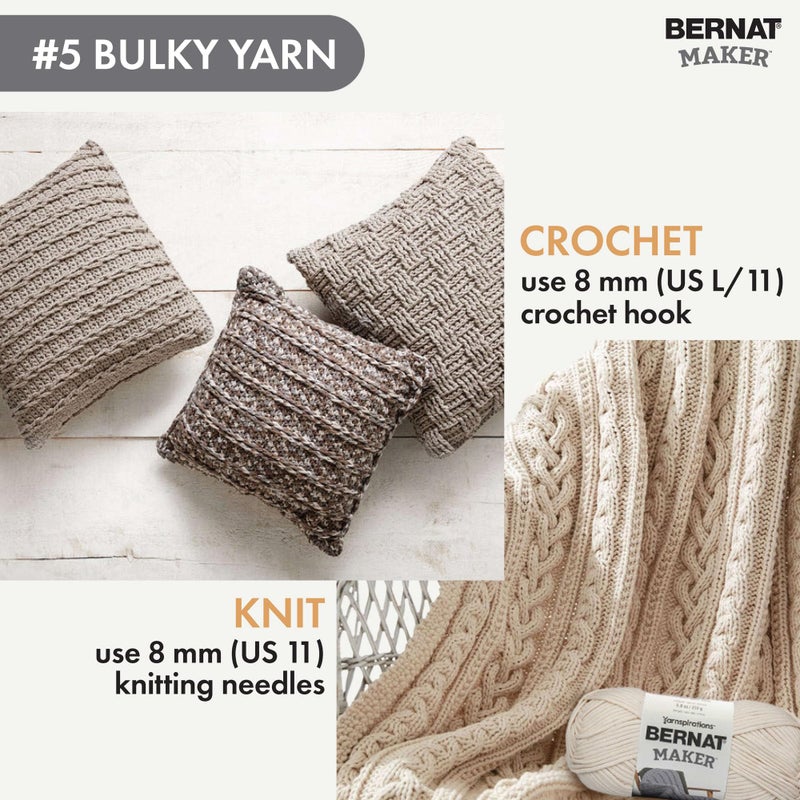 Bernat Maker Soft Peach Yarn - 2 Pack of 250g/8.8oz - 72% Cotton 28% Nylon - #5 Bulky - 290m/317Yards - for Knitting, Crochet and Amigurumi - Image 5
