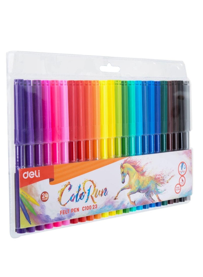 Deli 24-Piece Washable Felt Pen Set Multicolour - Image 1