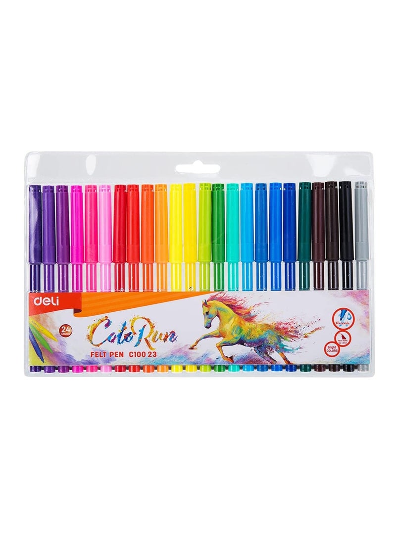 Deli 24-Piece Washable Felt Pen Set Multicolour - Image 4