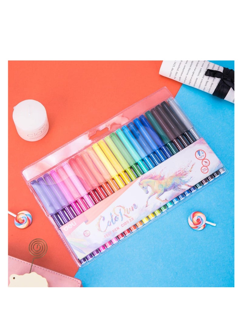 Deli 24-Piece Washable Felt Pen Set Multicolour - Image 3