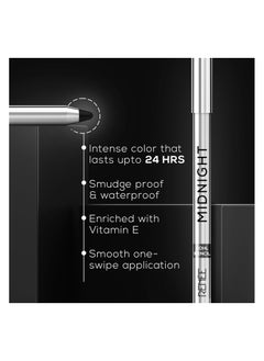 Renee RENEE Midnight Kohl Pencil - Smudgeproof And Waterproof Kajal - 24 Hrs Long Stay - Darkest Black - One Swipe Application - Rich Color Payoff - Vitamin E, Olive Oil And Castor Oil-1.5 Gm, Matte Finish  - Image 2