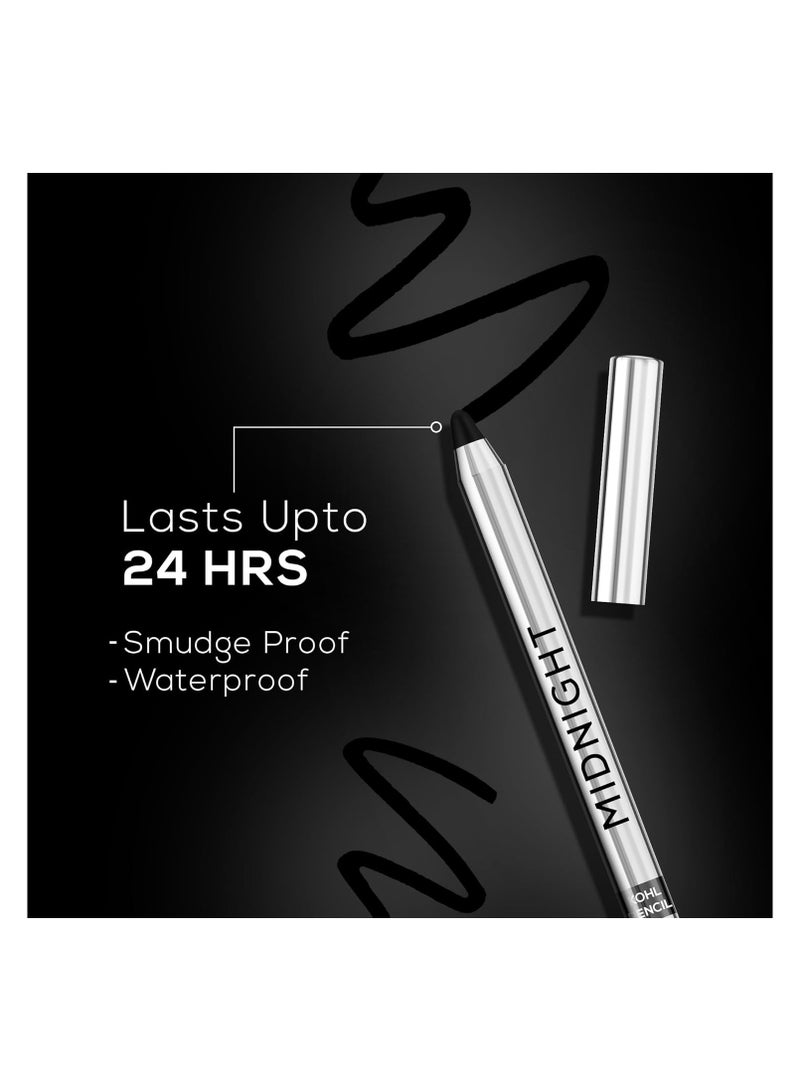 Renee Midnight Kohl Pencil - Smudgeproof And Waterproof Kajal - 24 Hrs Long Stay - Darkest Black - One Swipe Application - Rich Color Payoff - Vitamin E, Olive Oil And Castor Oil-1.5 Gm, Matte Finish - Image 3