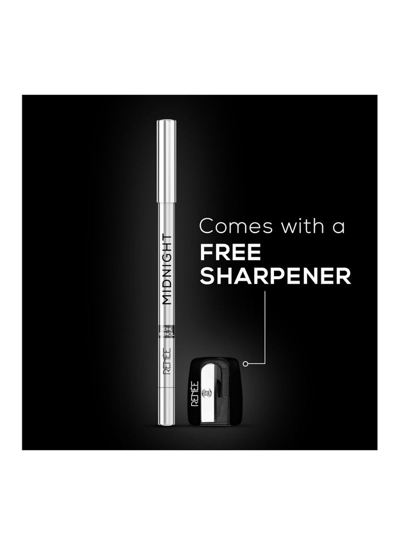 Renee Midnight Kohl Pencil - Smudgeproof And Waterproof Kajal - 24 Hrs Long Stay - Darkest Black - One Swipe Application - Rich Color Payoff - Vitamin E, Olive Oil And Castor Oil-1.5 Gm, Matte Finish - Image 4
