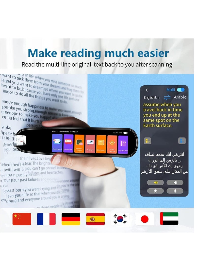 قلم ترجمة وقراءة نصوص مع خاصية تحويل النص إلى كلام - جهاز مترجم لغات يدعم 134 لغة - قلم قارئ رقمي، ترجمة صوتية وصورية، قلم قراءة (أسود) - Image 3
