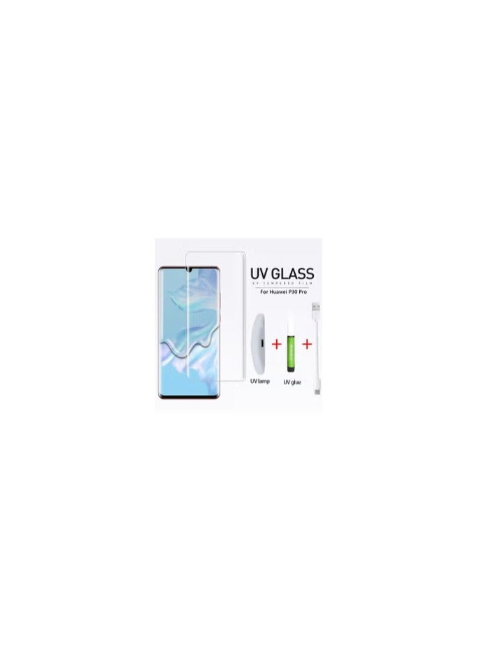 CATANES Huawei P30 Pro UV Screen Protector 6D Tempered Glass 9H Adhesive Nano Liquid UV Glue Full Coverage Clear